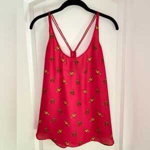 Like Mynded Fox Print Spaghetti Strap Tank Pink Size M